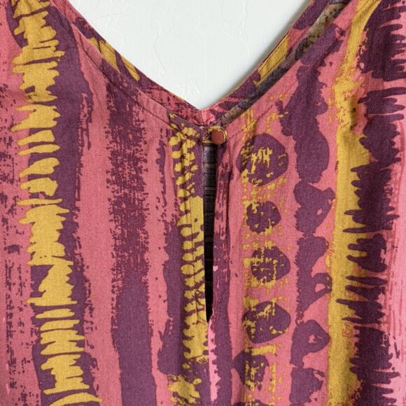 Ashley Stewart Size 22/24 Linen Blend Wide Leg Colorful Artsy Jumpsuit Boho - Picture 13 of 15